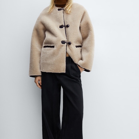 Mango Tan and Black Faux Fur Jacket - Picture 6 of 7